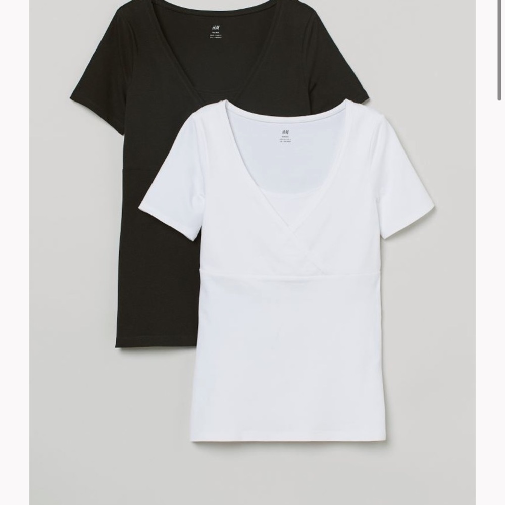 Set of H&M mama nursing tops in black and white